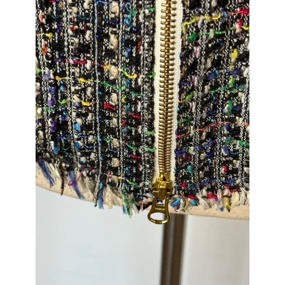 Ramy Brook Jacket Women Small Black Tweed Leather Sleeve And Trim Full Zip Retro - Picture 10 of 16